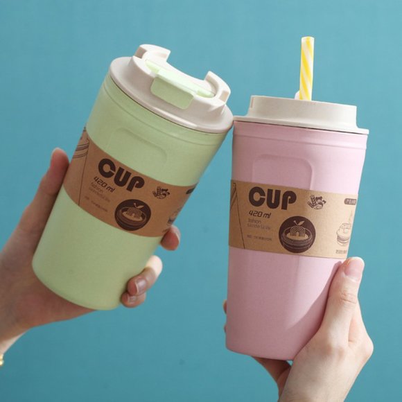 3 Wheat Straw/Bamboo Travel Mugs ! Eco Friendly and Biodegradable! New! - Picture 4 of 9